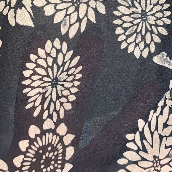 Vintage 90’s Sheer Black Floral All Over Print Button Down Long Sleeve Shirt Siz - Picture 10 of 11